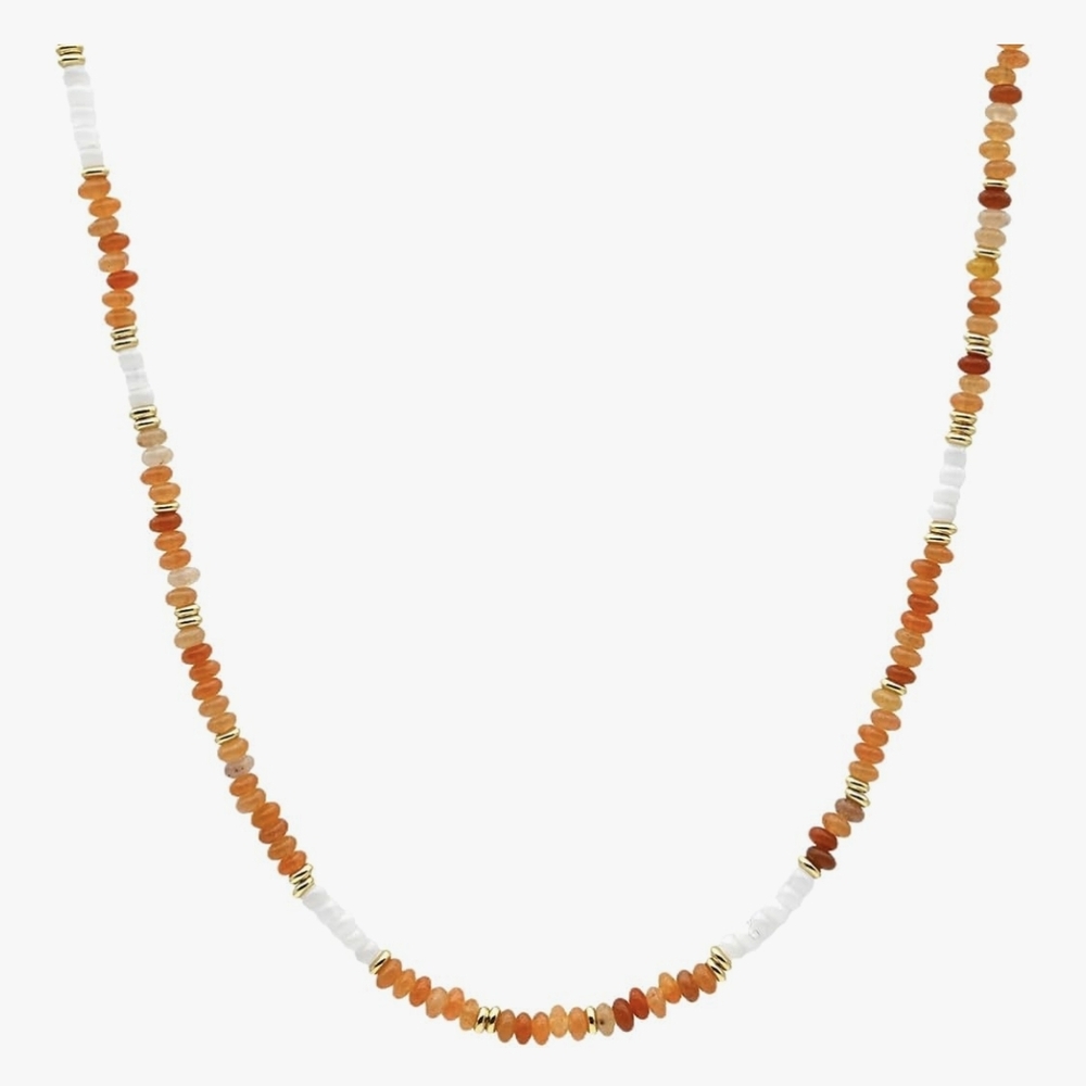 Vibrant Orange and Gold Beaded Necklace
